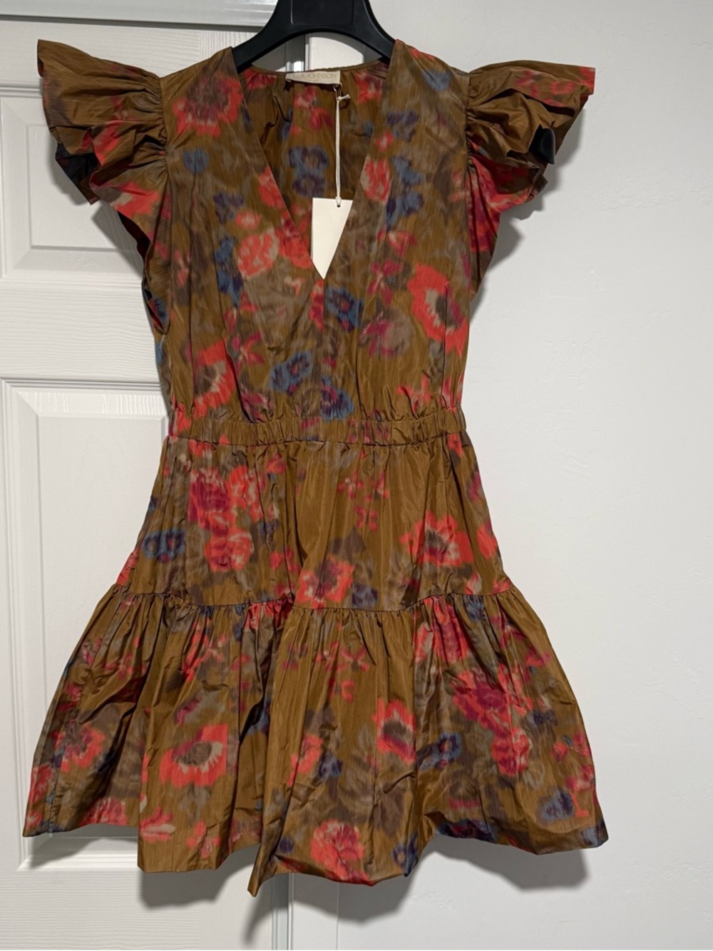Ulla Johnson Women’s Loretta Ruffled Mini Dress- Bamboo PF230140 Size 4 NWT